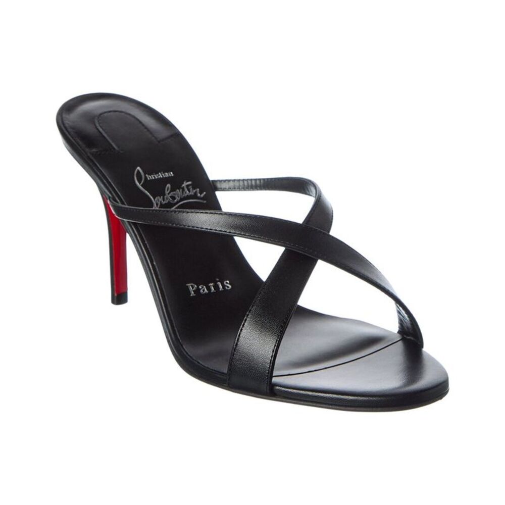 Christian Louboutin Mulazee Cross 80 Leather Sandal, Black